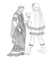 A coloring page of middle ages clothing